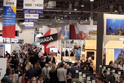 About 12,000 exhibitors, hosted buyers, and other attendees participated in this year's IMEX. Over 3,300 companies representing 150 countries exhibited, including 64 new booths. In a new sustainability initiative, recyclable carpet was used in the aisles and some of the booths.
