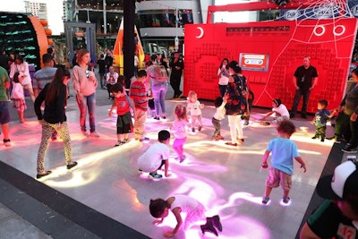 Children and families danced to a playlist by DJ Gray V. The area featured a giant boombox (with speakers in the shape of the Target bullseye) and an interactive, LED-lit dance floor by BrightLogic.