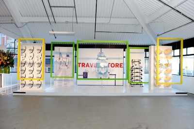 Experiential marketing company ExtraExtra Creative designed three deconstructed art installations inspired by shopping. The travel store featured props including snorkels, suitcases, beach hats, and a globe.