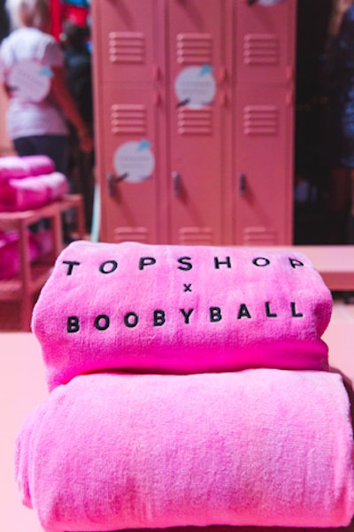 Sponsor Topshop's lounge offered guests branded pink towels.