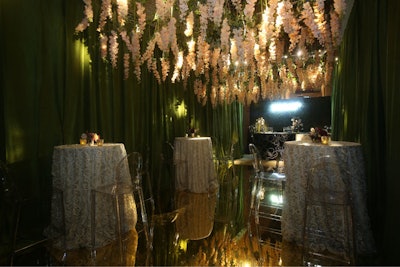 Hanging florals from L'atelier Rouge provided a popular photo op in the Perrier-Jouët garden.