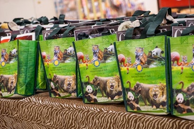 Gift bags, provided in a tote from the zoo, included a stuffed monkey, a magnet, and copies of two magazines: Zoogoer and Capitol File.