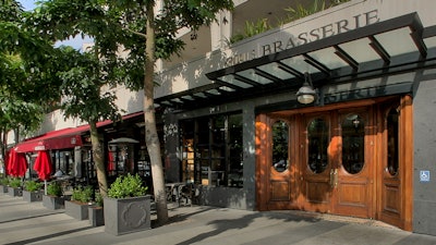 Kendall's Brasserie; Entrance with tree-lined patio