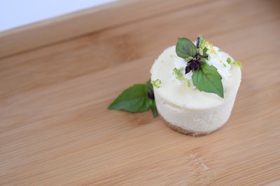 Orlando caterer Puff n’ Stuff Events Catering put a modern and savory twist on the classic key lime cheesecake, adding Thai basil. The surprising ingredient balances out the lime’s tartness and the sweet aspect of the graham-cracker crust.