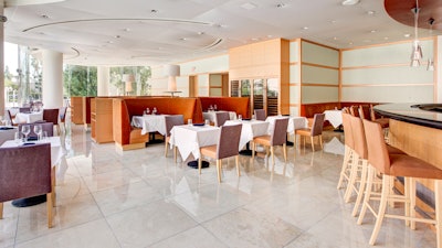 Leatherby's Café Rouge at Segerstrom Center for the Arts; Entrance into the dining room.