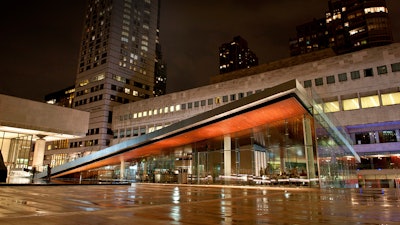 Lincoln Ristorante at Lincoln Center; Exterior of restaurant at night.