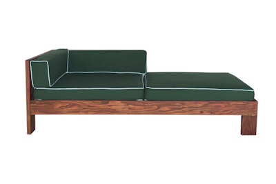 The Hunter Green Lounge Chair, $330, from Miami-based Ronen Rental features a Douglas fir frame with fabric cushions.