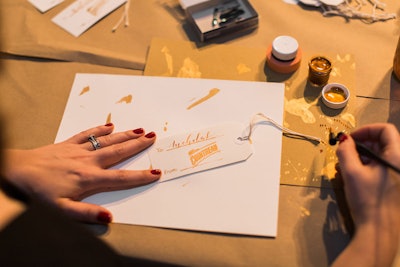 Brooklyn-based the Gathery, along with hostess and lifestyle blogger Camille Styles, designed Cointreau’s Art of La Soiree event in October 2016. Guests learned how to package a holiday gift and received custom calligraphed gift tags.