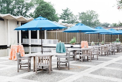 Patios accommodate dinner or receptions for over 200 guests.