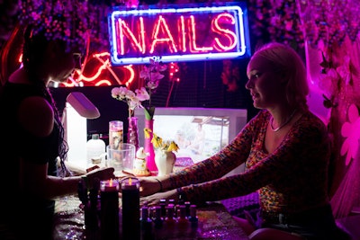 A popular returning pit stop was the pop-up nail salon inside of a van. Created by the III Points producers, the venue invited guests to chat with one other or watch pornography on television.