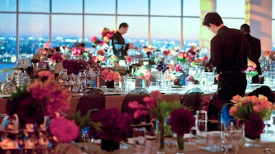 South Park Center; Magic-hour wedding on the 30th floor with 360 degree views of LA.