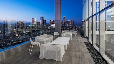 South Park Center; Urban deck with skyline views of LA.