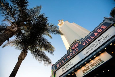 For the screening of the Stranger Things 2 premiere, Netflix and MKG rebranded the historic Regency Village Theatre, nodding to the show’s fictional town of Hawkins, Indiana. The screening featured a 50-foot-long black carpet with 3-D signage.