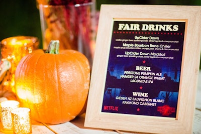 After-party drinks were themed around the show, with cheeky names such as UpCider Down and Maple Bourbon Bone Chiller.