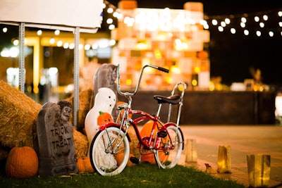 The party took advantage of its proximity to Halloween and featured ghost and grave props, as well as plenty of pumpkins.