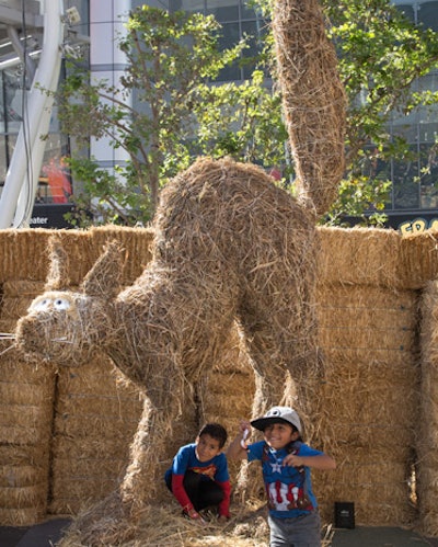 Artist Brian Sobaski created a giant cat made out of hay.