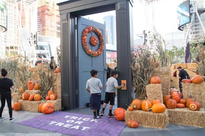The entrance to the event featured a giant door adorned with the Target bullseye made from a collection of gourds. Guests rang the doorbell to begin their journey through the maze.