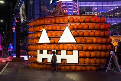 A jack-o-lantern made from hundreds of smaller pumpkins created another fun photo op.