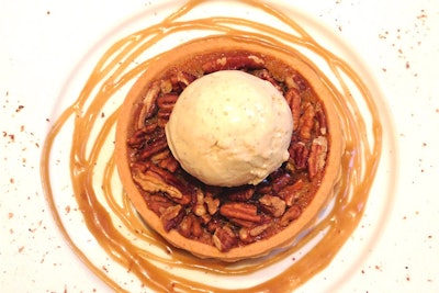 Burke also serves up a Pecan Tart with Moonshine Caramel for the holidays.