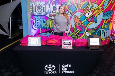 Toyota partnered with III Points for an interactive activation. In exchange for personal data, attendees received vibrantly colored scarves with imprinted with the logos of the new CH-R model vehicles and III Points, iPhone- and Android-compatible portable, electronic fans, and ponchos.
