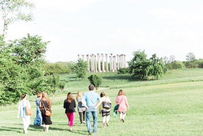 Walk through eclipse meadow to The Columns.