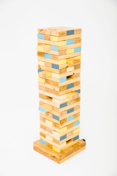 Giant Jenga game, price upon request, available in Southern California from Yeah Rentals