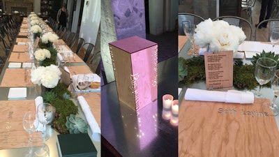 Coordinating Centerpiece, Menu, Invitations, Placemat.