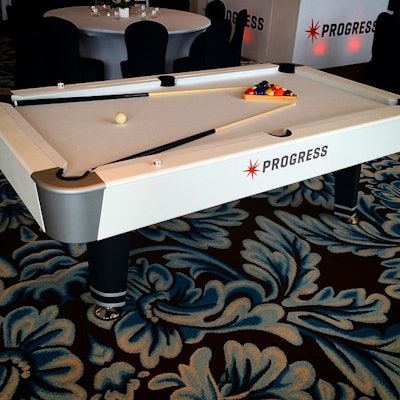 Billiard table sponsored by Progress Energy.