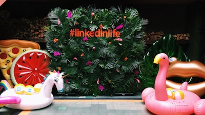 LinkedinLife Flower Hedge Wall Step and Repeat.