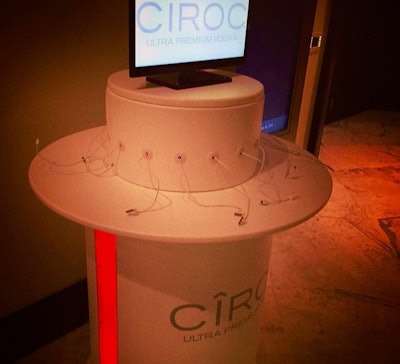 Charging station sponsored by Ciroc.