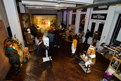 The space featured six stations offering arts and crafts and a photo booth where guests could pose with Old West-style props.