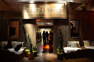 Inside the lounge area, guests could walk back into the store through an entrance decorated with cacti.