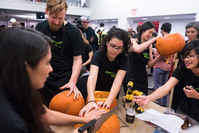 During Pumpkitecture, which was held October 27 at the Center for Architecture, invited firms went head to head—or rather pumpkin to pumpkin—to compete for the Pritzkerpumpkin prize.