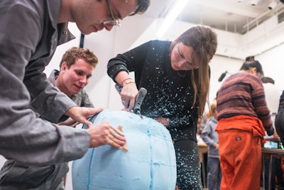 OMA New York created pumpkin models from blue foam.