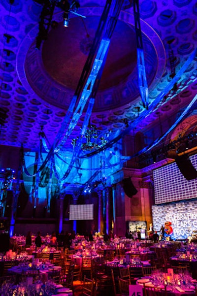 David Stark Design and Production strung together donated jeans to create a crisscross pattern that was hung overhead in the venue.