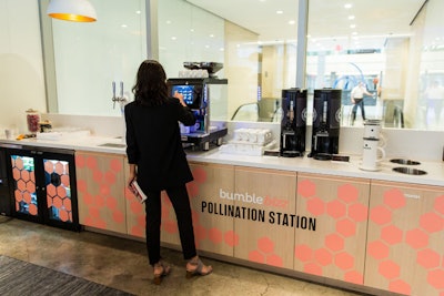 The Bumble Bizz station also featured a branded coffee bar.
