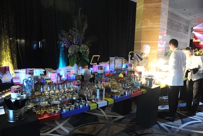 Campbell's soup cans and the Mondrian color scheme also were integrated into the event's catering display. The event was catered by the hotel.