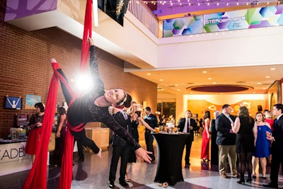 Down To Earth Aerials provided performers for the gala. Everything—from the food to the bar to the DJ to the entertainment—was either provided by the vendor or paid for by a sponsor.