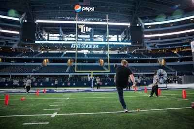 For the closing party in AT&T stadium, attendees could test their ability to kick a field goal.