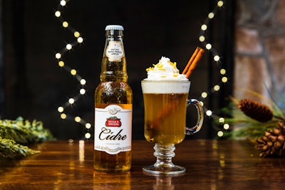 Stella Artois worked with chef Andre Marrero to create an apple-pie inspired cocktail. The recipe calls for Stella Artois Cidre, ginger, star anise, unsalted butter, and vanilla extract. Garnish with whipped cream, a cinnamon stick, and orange zest.