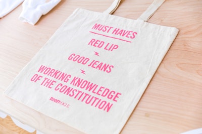 Sponsor Urban Outfitters teamed up with Teen Vogue editors to create a series of empowering tote bags, shirts, hoodies, and buttons. The products were adorned with phrases such as 'Resist the Gaslight' and 'This is what a Teen Vogue reader looks like.'