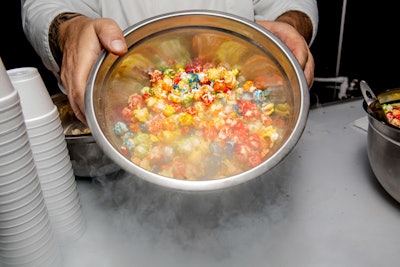 Exhibitor Coco Events served attendees Dragon Popcorn, a visually intriguing mix of liquid nitrogen and colorful kernels.