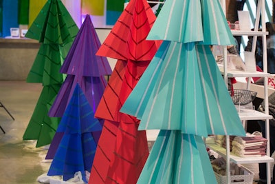 Decor included brightly colored paper Christmas trees.