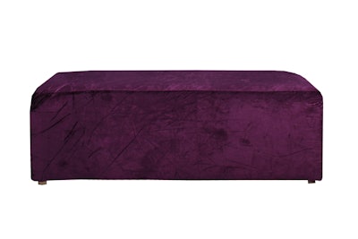 Ronen Rental’s Rectangle Ottoman ($175 each) and Big Square Ottoman ($195 each) in purple velvet are available for rent in Florida.