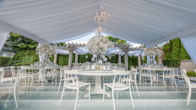 Outdoor Wedding Shower atop a Plexi Custom Stage
