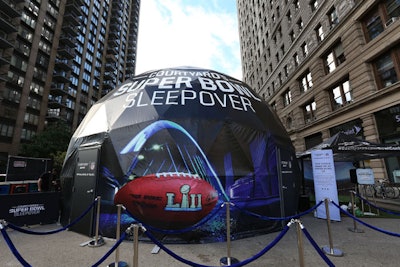 In partnership with Endeavor Global Marketing, Courtyard created its first 4-D virtual reality dome that replicates the experience, allowing more fans to get a peek at what it’s like to sleep over at the Super Bowl, as well as be a player on the field.