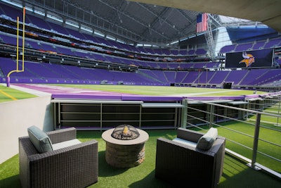 At previous stadiums, the football fan fantasy suite was higher up, at club level. But U.S. Bank Stadium offers suites on the field by the end zone, which the hotel brand was able to convert for the big game.