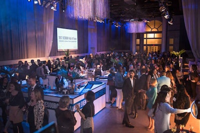 Fifth Element Group designed the space, with the stage area at the front and the reception space in the back. More than 250 guests attended the event at the Liberty Grand Entertainment Complex.