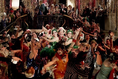 An outrageous party scene from The Great Gatsby (2013).