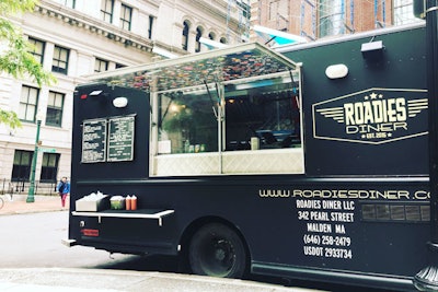 Food truck Roadies Diner began cruising around Boston full time in 2017, after relocating to Massachusetts from New York's Hudson Valley. The truck serves diner food with a Latin American twist, with menu items like Cubano sandwiches, tostones, and platters of carne asada and rice with pigeon peas. Roadies Diner is available for catering requests: order off the menu (prices range from $7.50 to $12.75 per entree) or plan a custom menu for events.